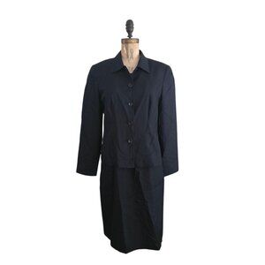 Ann Taylor Black Silk Sheath Dress + Jacket Suit 8 10 EUC